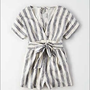 American Eagle STRIPED KIMONO ROMPER